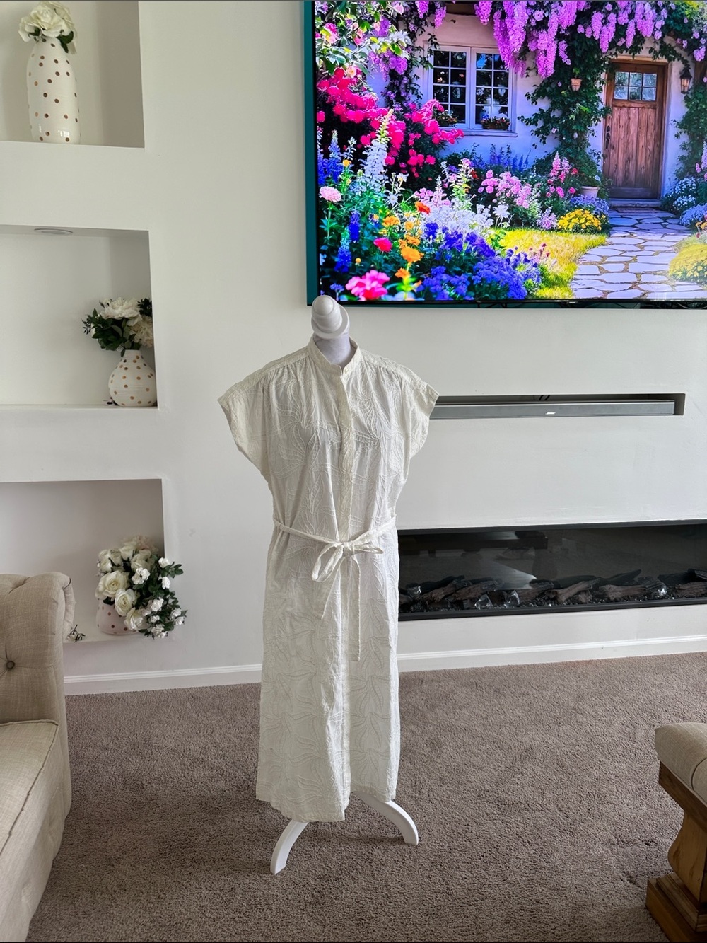 Trovata Embroidered Midi Dress with Tie Waist - Picture 1 of 9